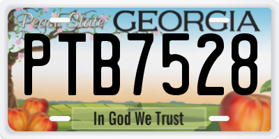 GA license plate PTB7528