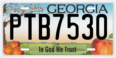 GA license plate PTB7530