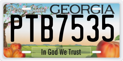 GA license plate PTB7535