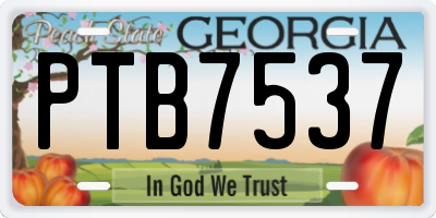GA license plate PTB7537