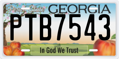 GA license plate PTB7543