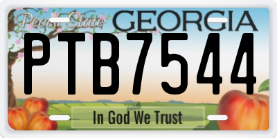 GA license plate PTB7544
