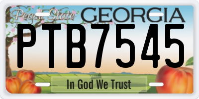 GA license plate PTB7545