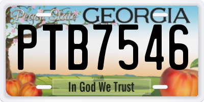 GA license plate PTB7546