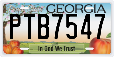 GA license plate PTB7547