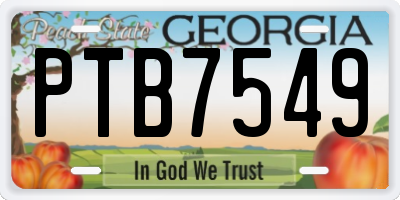 GA license plate PTB7549