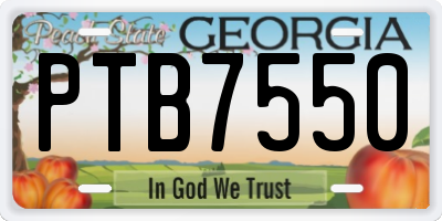 GA license plate PTB7550