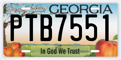 GA license plate PTB7551