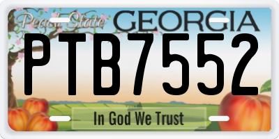 GA license plate PTB7552