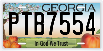 GA license plate PTB7554