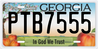 GA license plate PTB7555