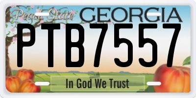 GA license plate PTB7557