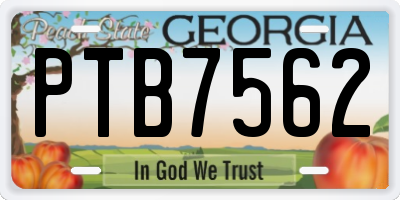 GA license plate PTB7562