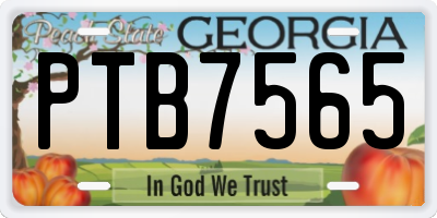GA license plate PTB7565