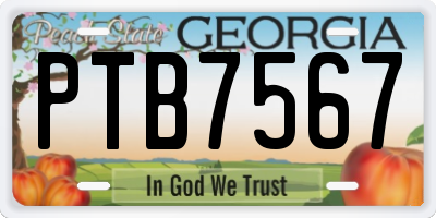 GA license plate PTB7567
