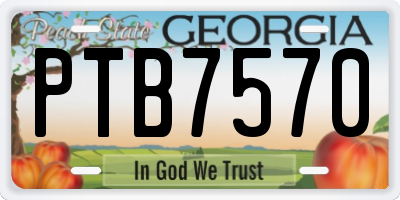 GA license plate PTB7570