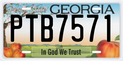 GA license plate PTB7571