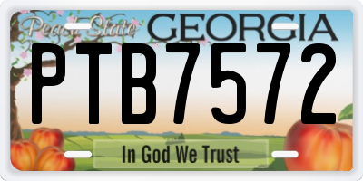 GA license plate PTB7572