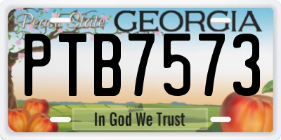 GA license plate PTB7573