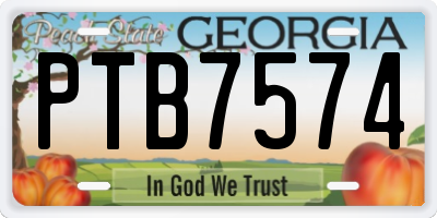 GA license plate PTB7574