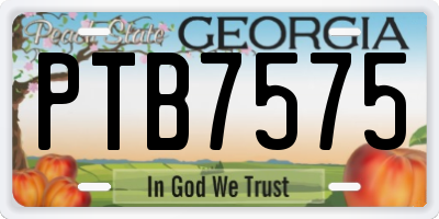 GA license plate PTB7575