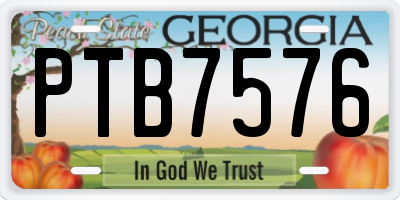 GA license plate PTB7576