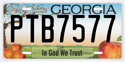 GA license plate PTB7577
