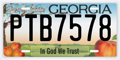 GA license plate PTB7578