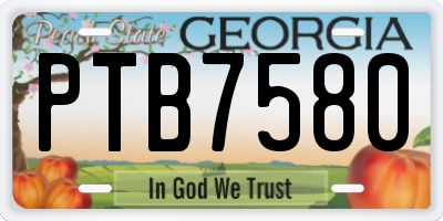 GA license plate PTB7580