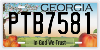 GA license plate PTB7581