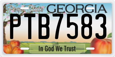 GA license plate PTB7583
