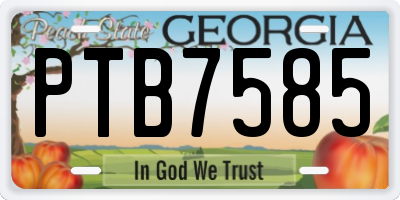 GA license plate PTB7585