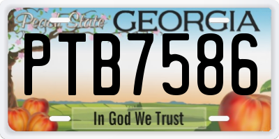 GA license plate PTB7586