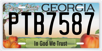 GA license plate PTB7587