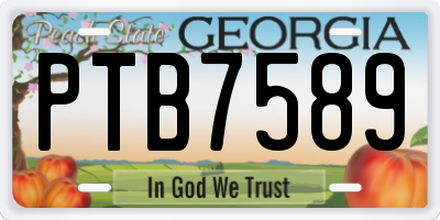 GA license plate PTB7589