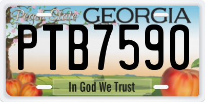 GA license plate PTB7590
