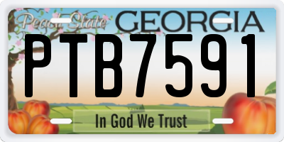 GA license plate PTB7591