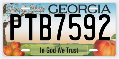 GA license plate PTB7592