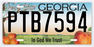 GA license plate PTB7594