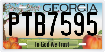 GA license plate PTB7595