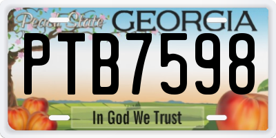 GA license plate PTB7598