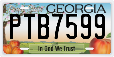 GA license plate PTB7599