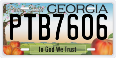 GA license plate PTB7606