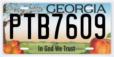 GA license plate PTB7609
