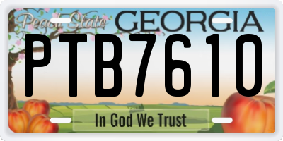 GA license plate PTB7610