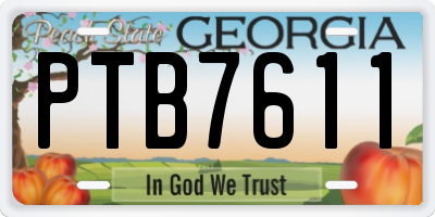 GA license plate PTB7611