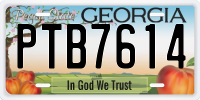 GA license plate PTB7614