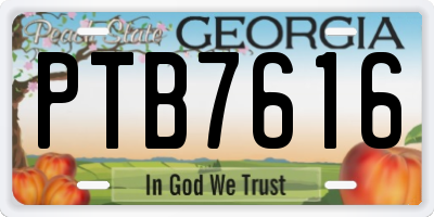 GA license plate PTB7616