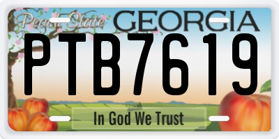 GA license plate PTB7619