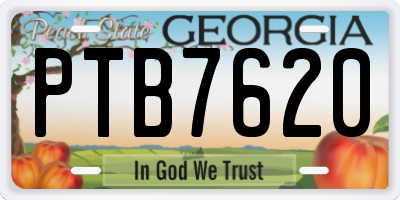 GA license plate PTB7620